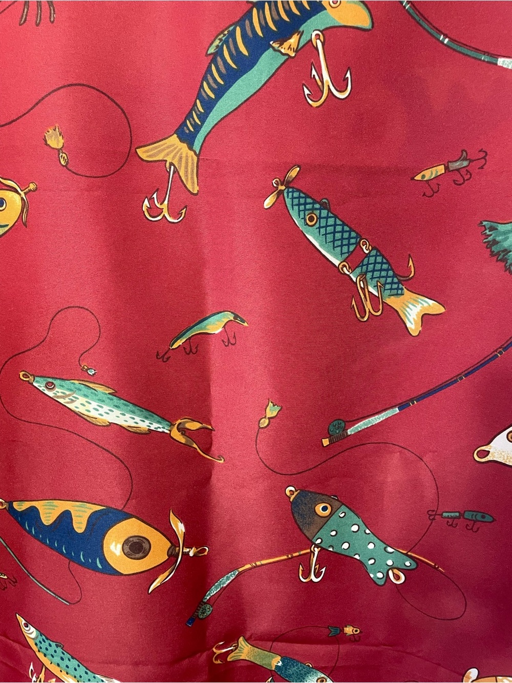 Red Fishing Lure Print Fabric